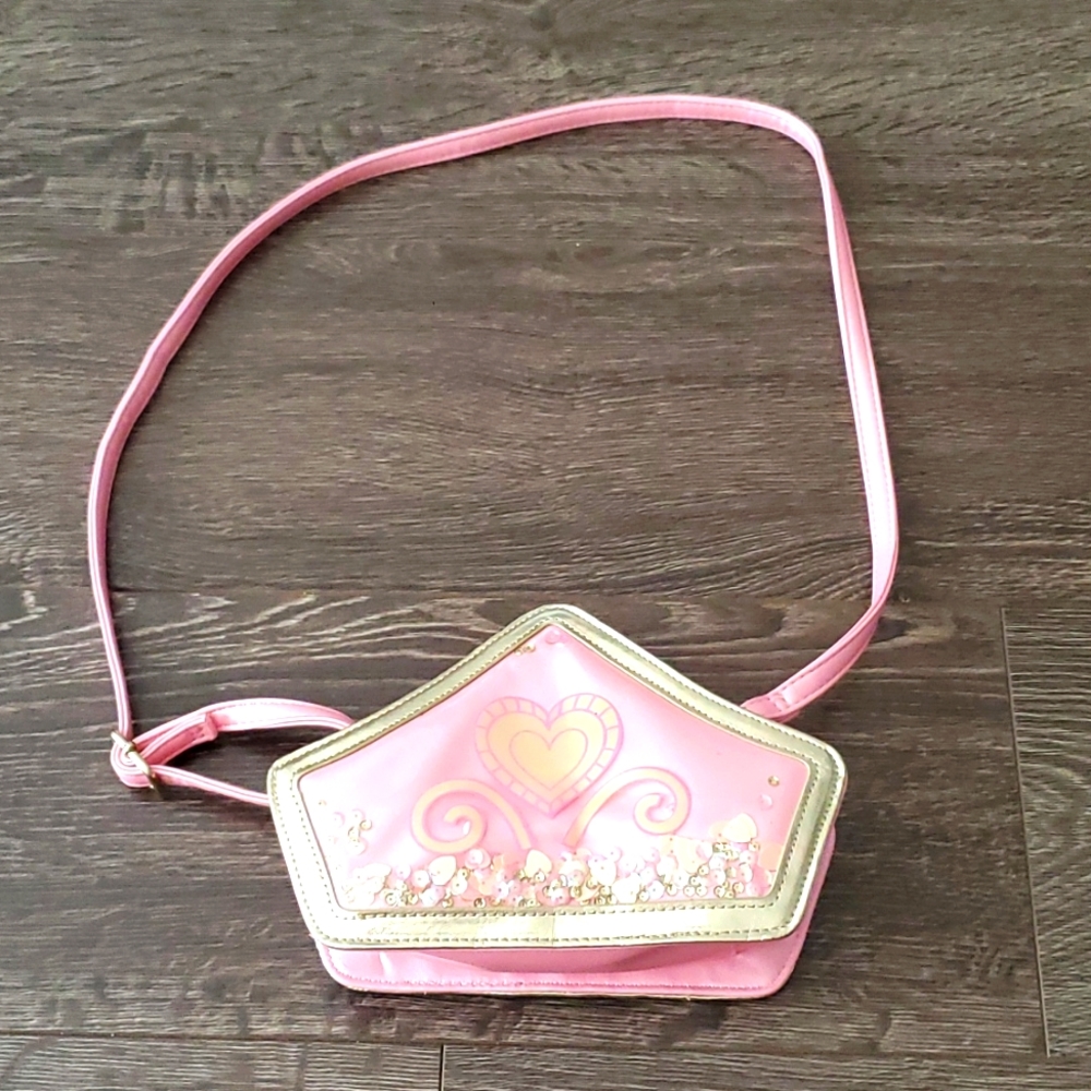 👑 DISNEY STORE Pink Crown Shaped Purse Fashion Bag for Girls